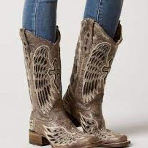 Corral Ladies Brown/Black Wing and Cross Sequence Boots A1241 8M